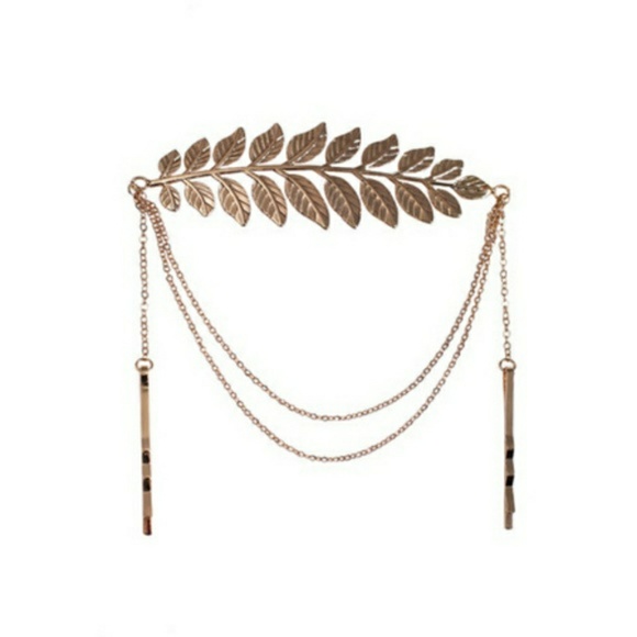 1 leftNwt golden leaf pattern dangling hair charm - Picture 2 of 5